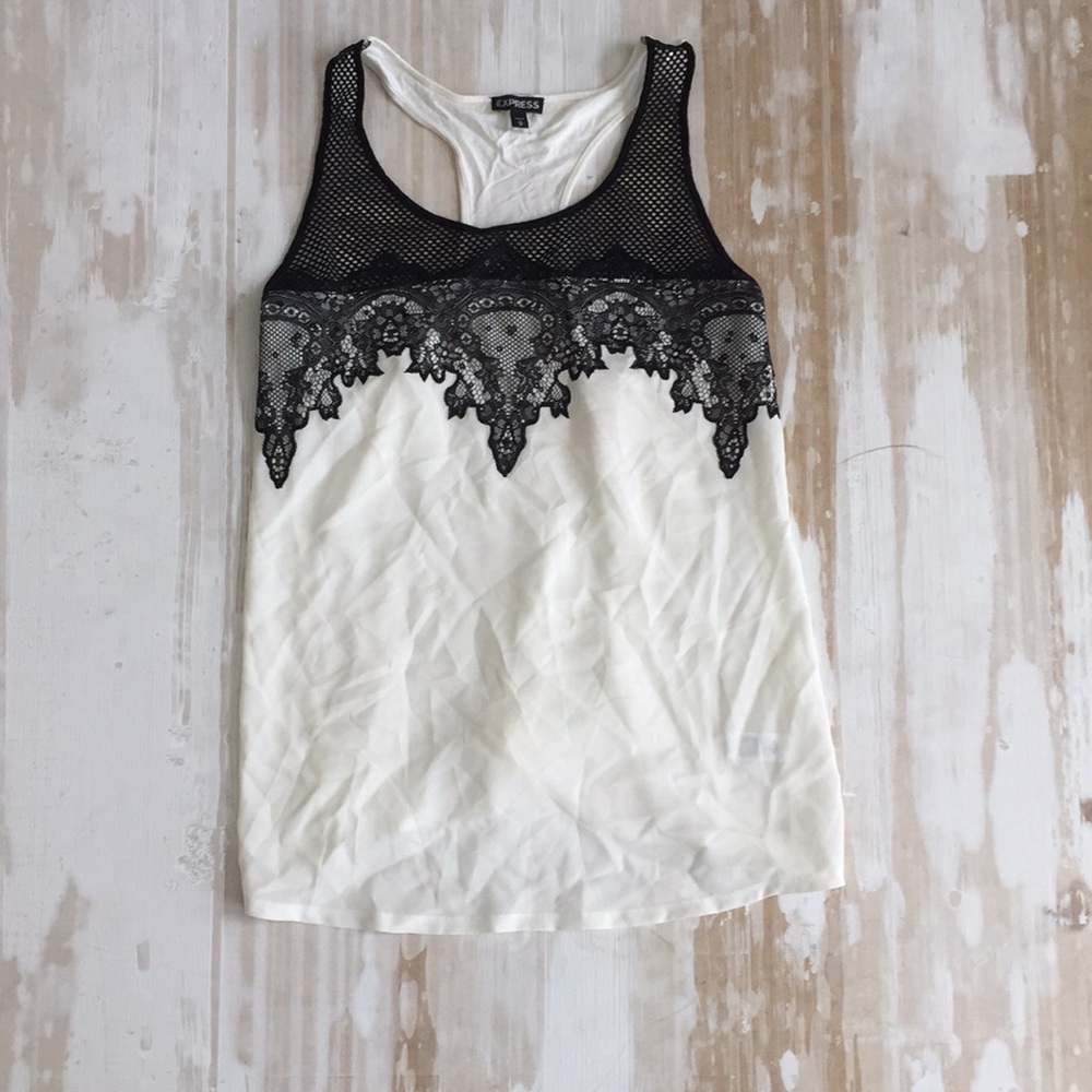 Flowy racerback tank with lace detail